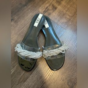 Zara sparkly flat vinyl sandals